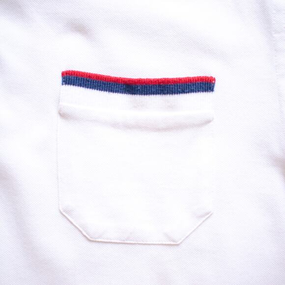 PINK Jerome Pink Red and Blue Striped White Polo Shirt Size Large - Picture 5 of 8